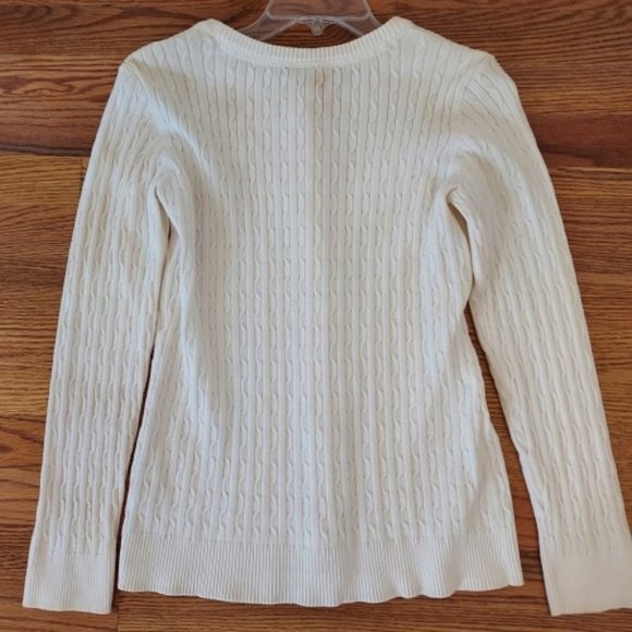 BASIC EDITIONS IVORY BUTTON UP SWEATER SIZE S - Picture 2 of 5